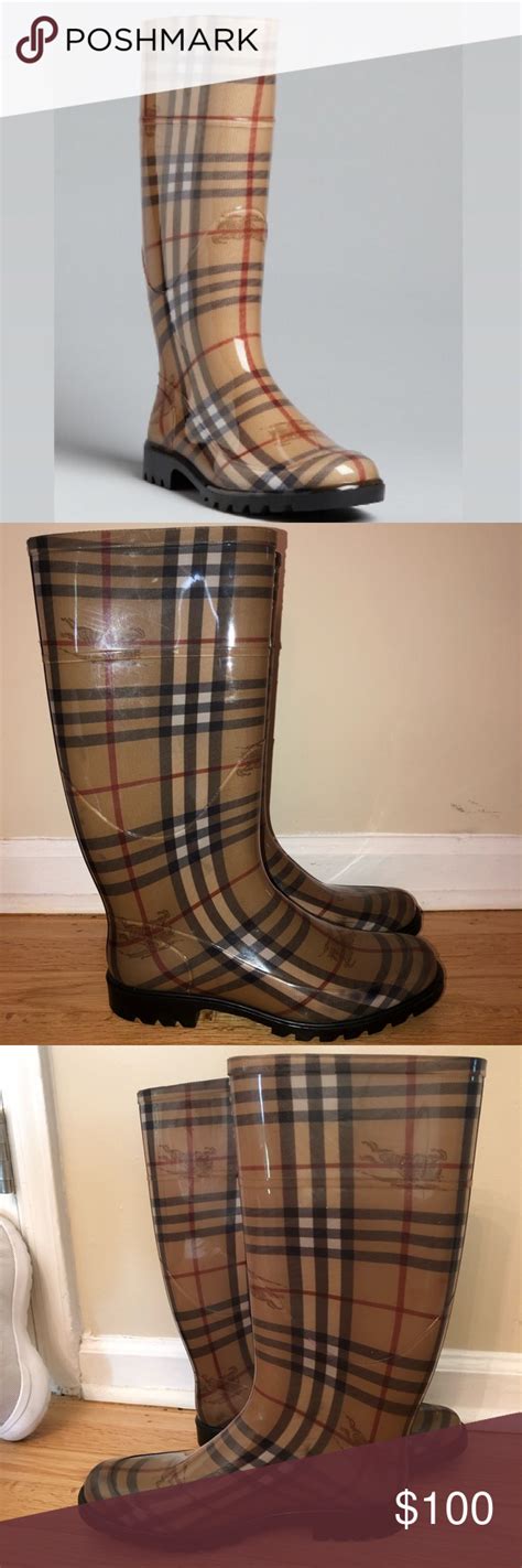 white heeled burberry rain boots|authentic Burberry rain boots.